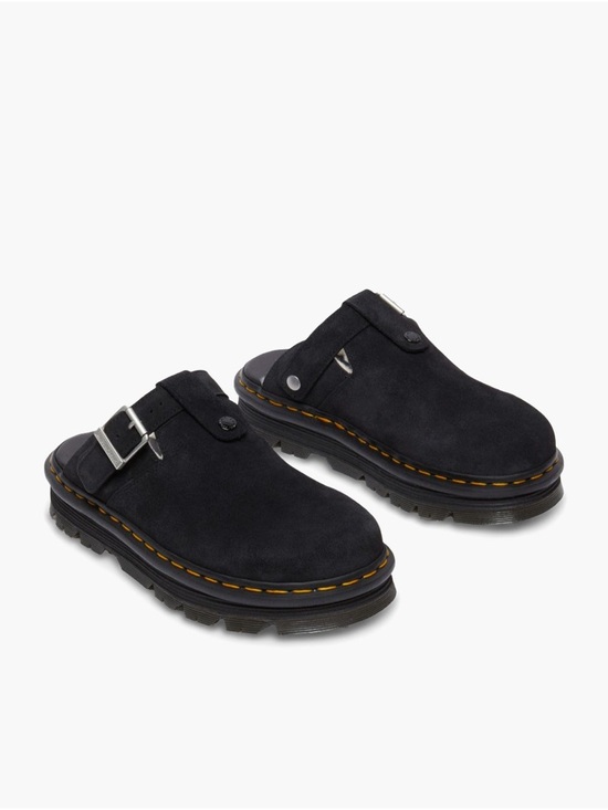 Dr. Martens Shoes - Dr. Martens Zebzag Suede Fleece-Lined Platform Mules.